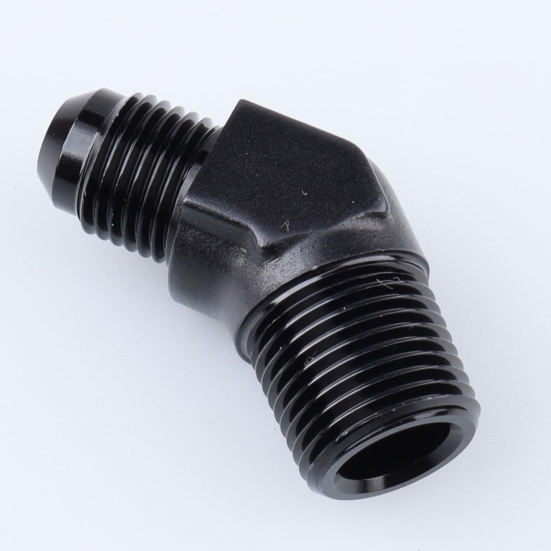 AC PERFORMANCE 45 Degree Elbow -6 AN Male Flare to 3/8" NPT Male Fitting Adapter Connector Aluminum Black - Image 3